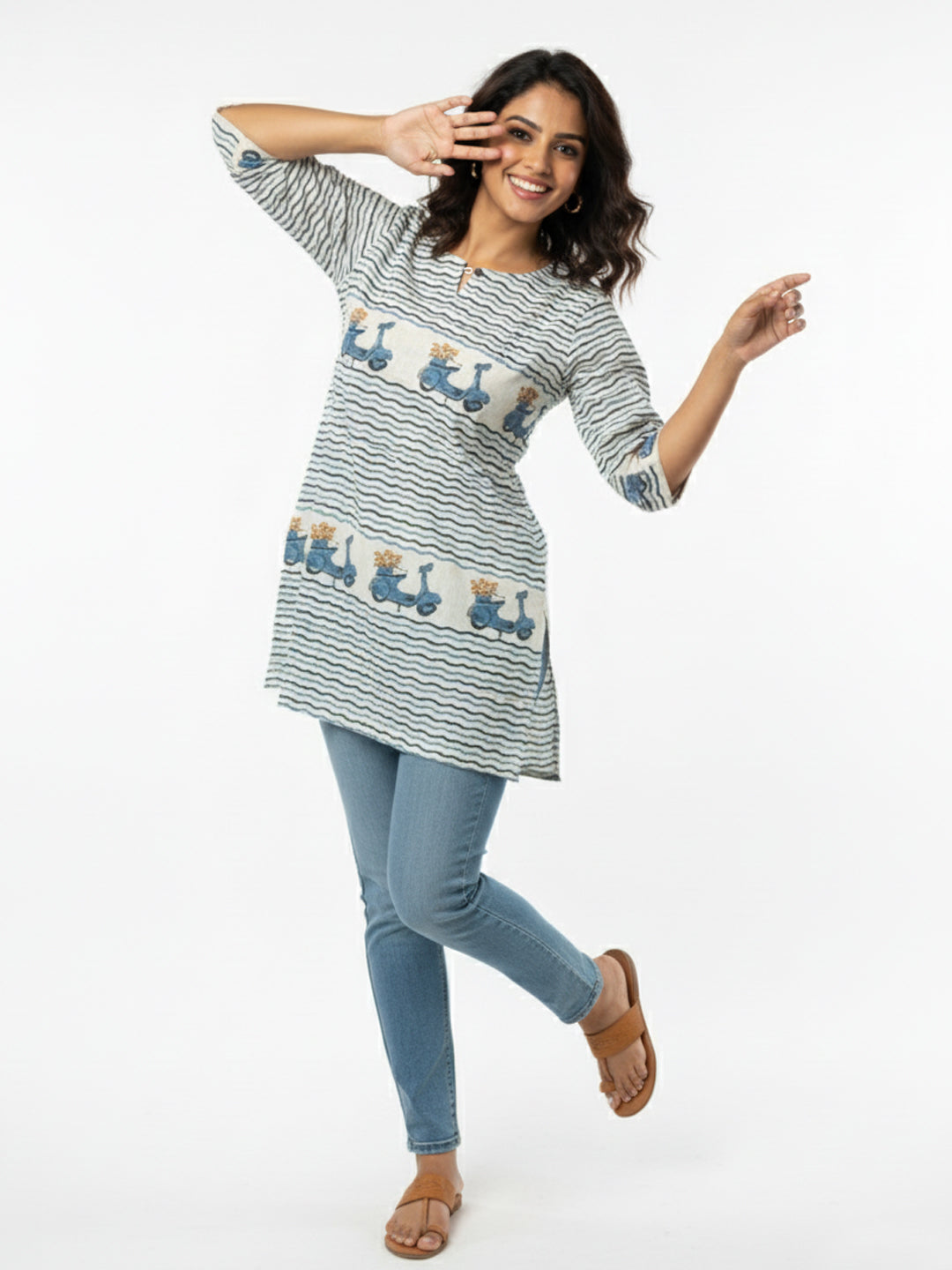 Scooter Cotton Hand Block Printed Short Kurti