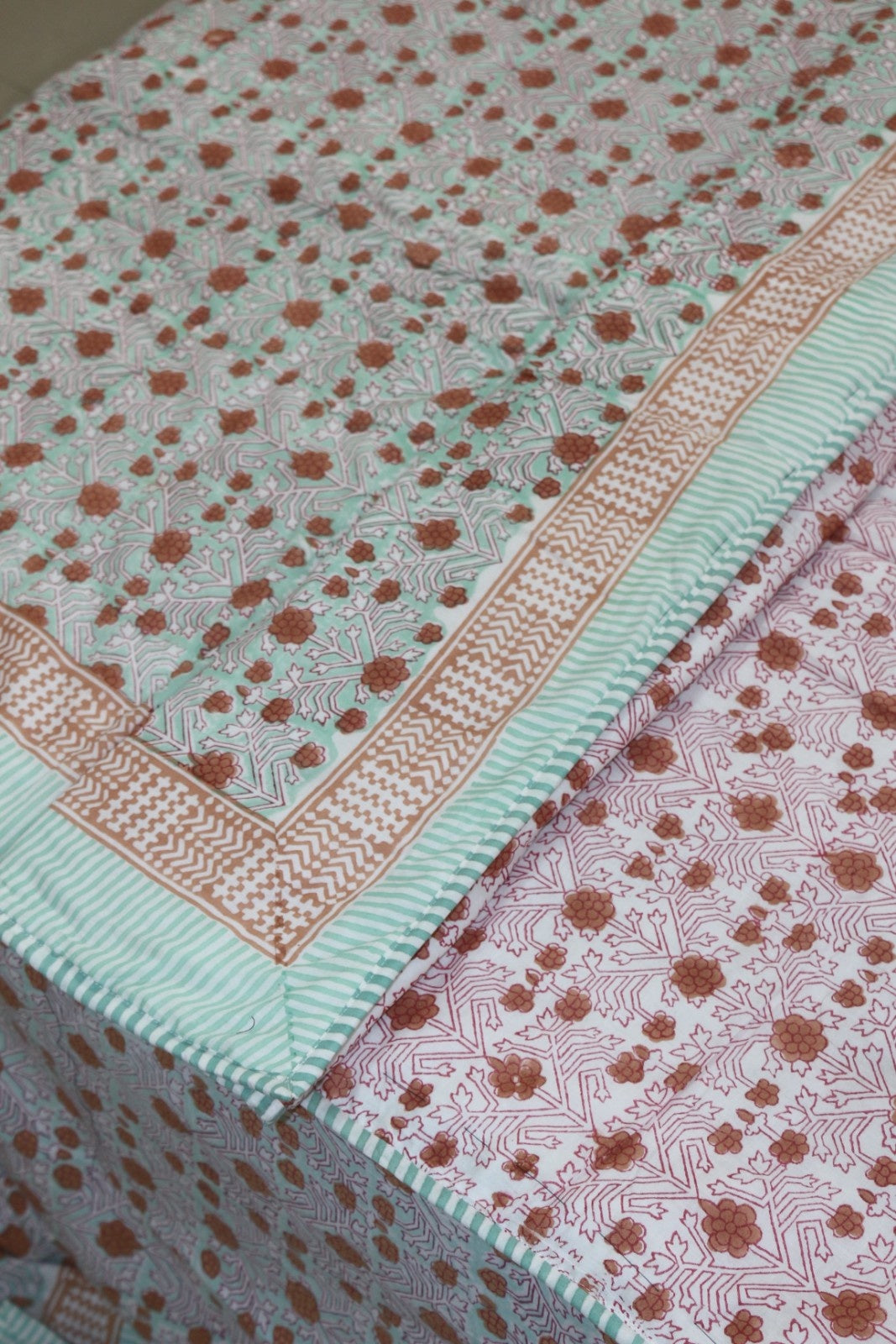 Aqua Jaal Hand Block Printed Cotton Dohar