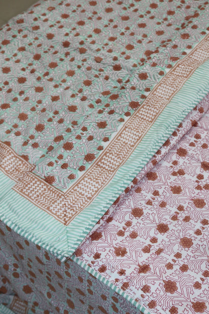Aqua Jaal Hand Block Printed Cotton Dohar