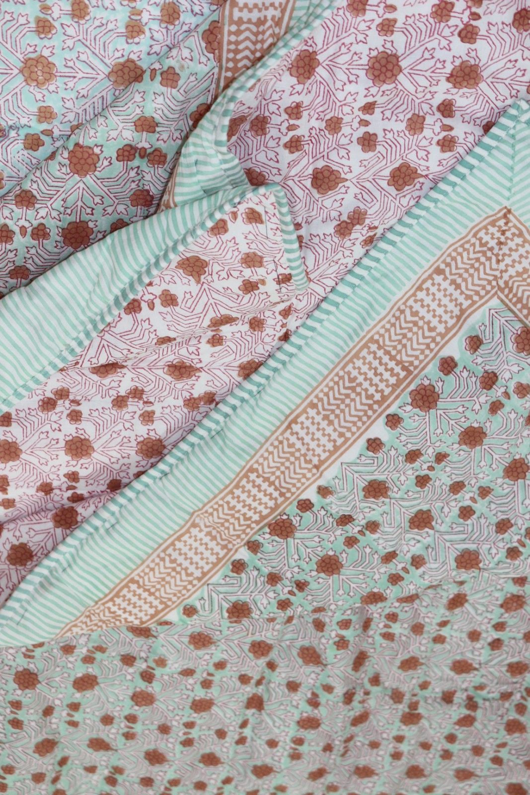 Aqua Jaal Hand Block Printed Cotton Dohar