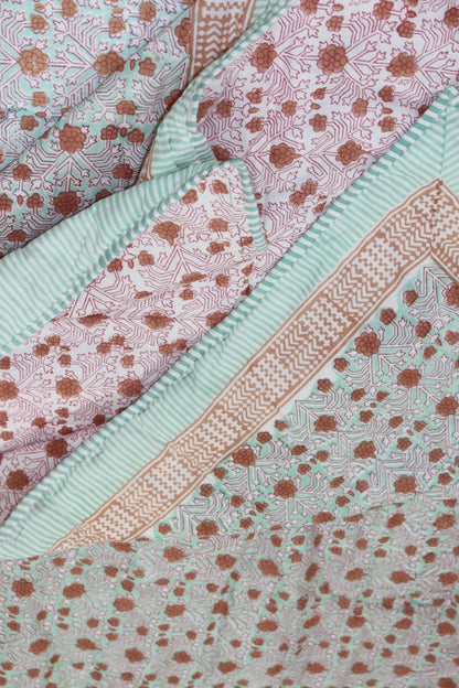 Aqua Jaal Hand Block Printed Cotton Dohar