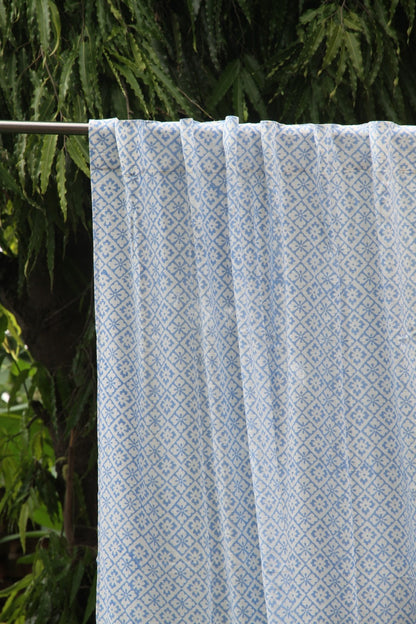 Diamond Floral Hand Block Printed Cotton Window Curtain