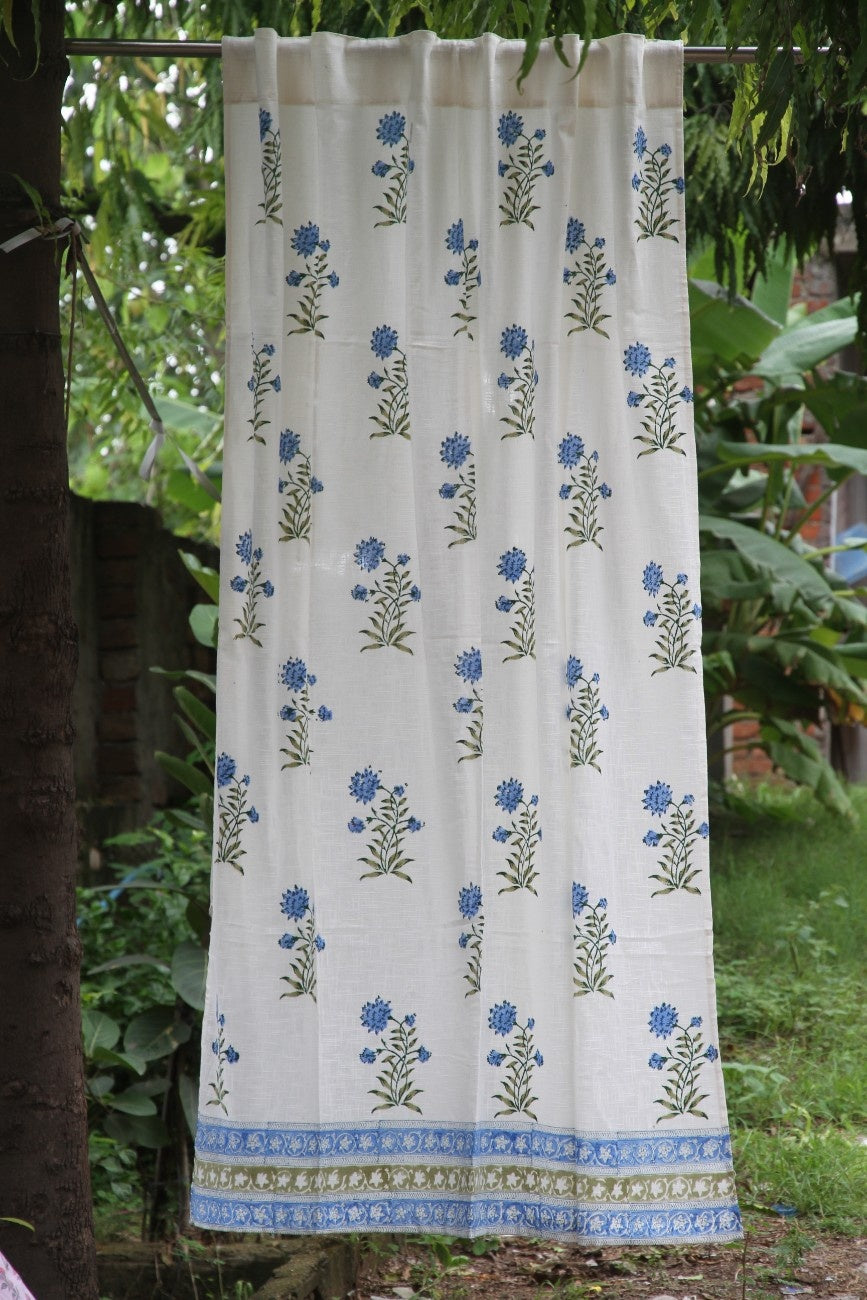 Mughal Butta Hand Block Printed Cotton Window Curtain