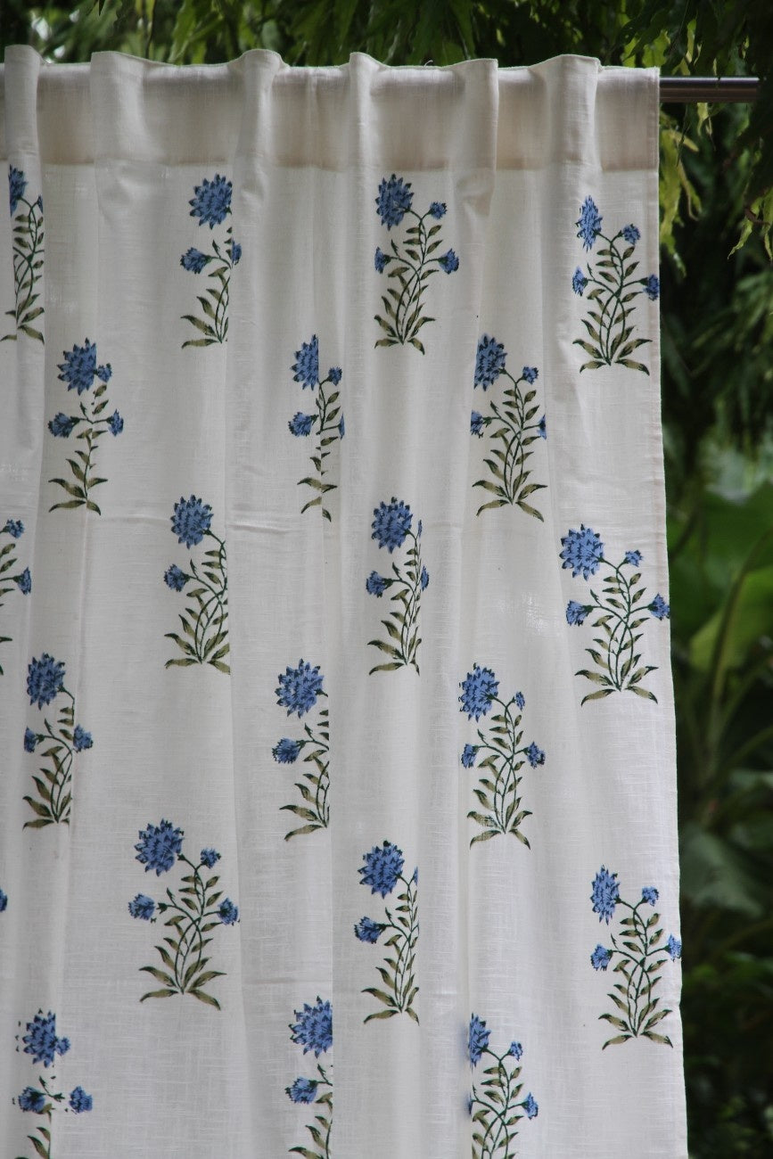 Mughal Butta Hand Block Printed Cotton Window Curtain