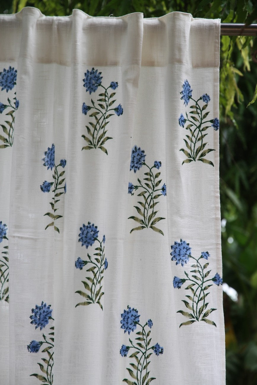Mughal Butta Hand Block Printed Cotton Window Curtain