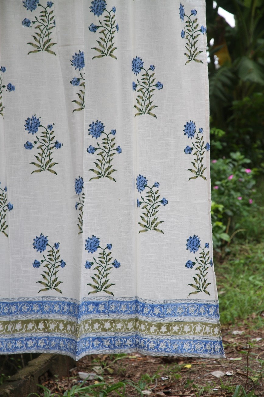 Mughal Butta Hand Block Printed Cotton Window Curtain