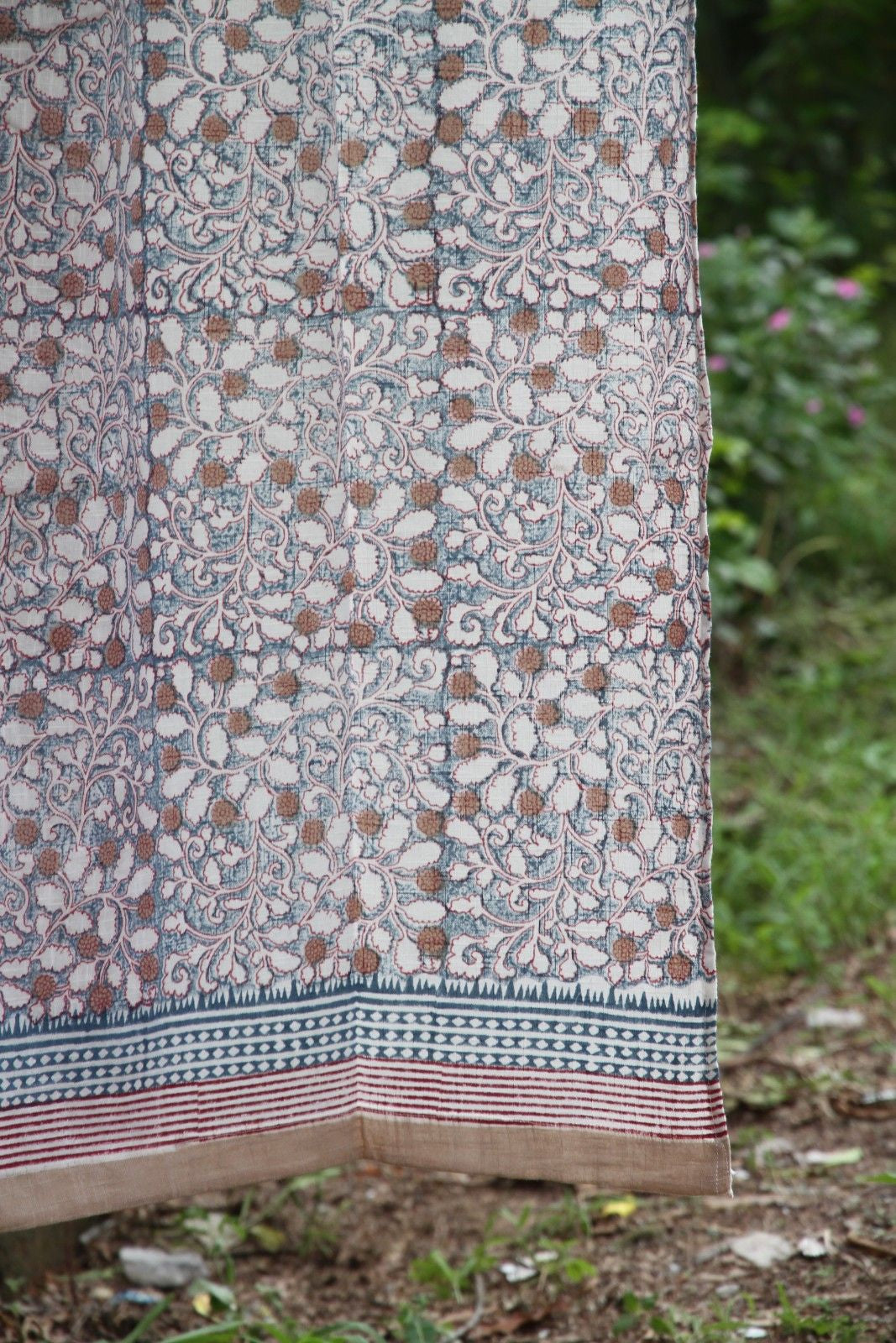 Gadh jaal floral Hand Block Printed Cotton Window Curtain