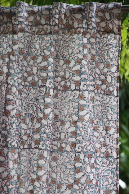 Gadh jaal floral Hand Block Printed Cotton Window Curtain