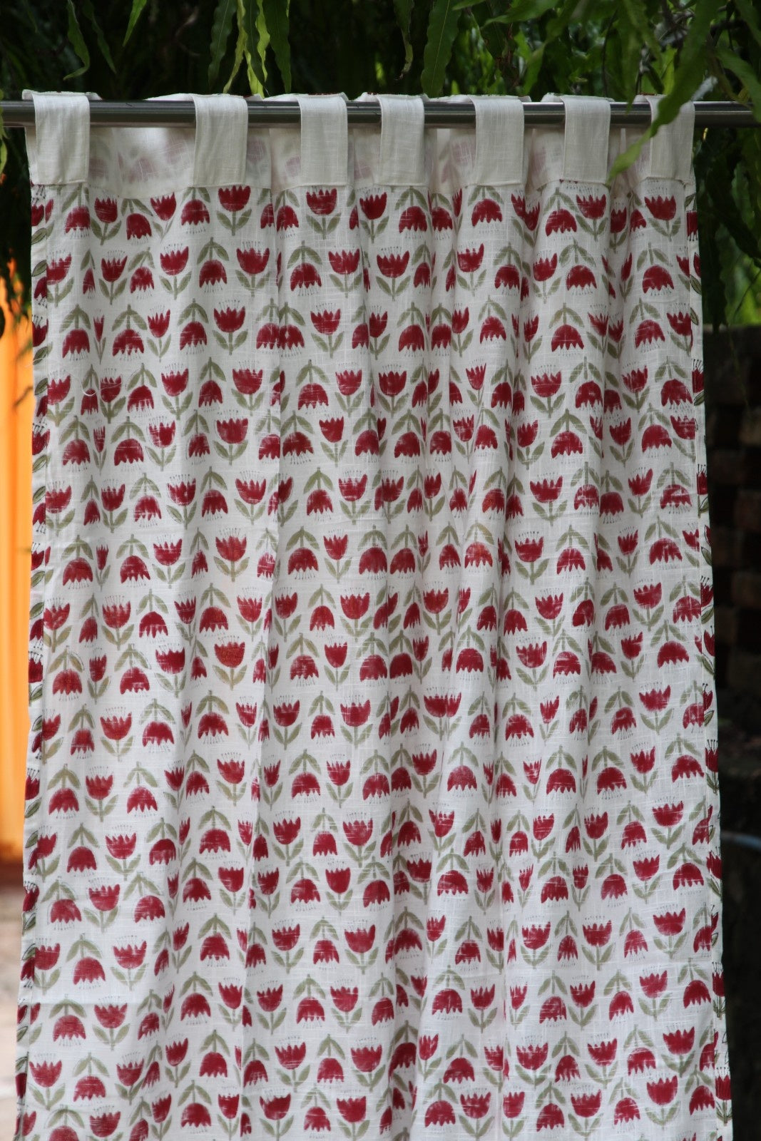 Tulip Buti Hand Block Printed Cotton Window  Curtain