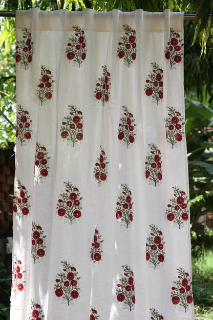 Butta Hand Block Printed Cotton Window  Curtain