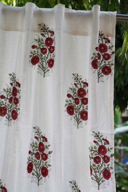 Butta Hand Block Printed Cotton Window  Curtain