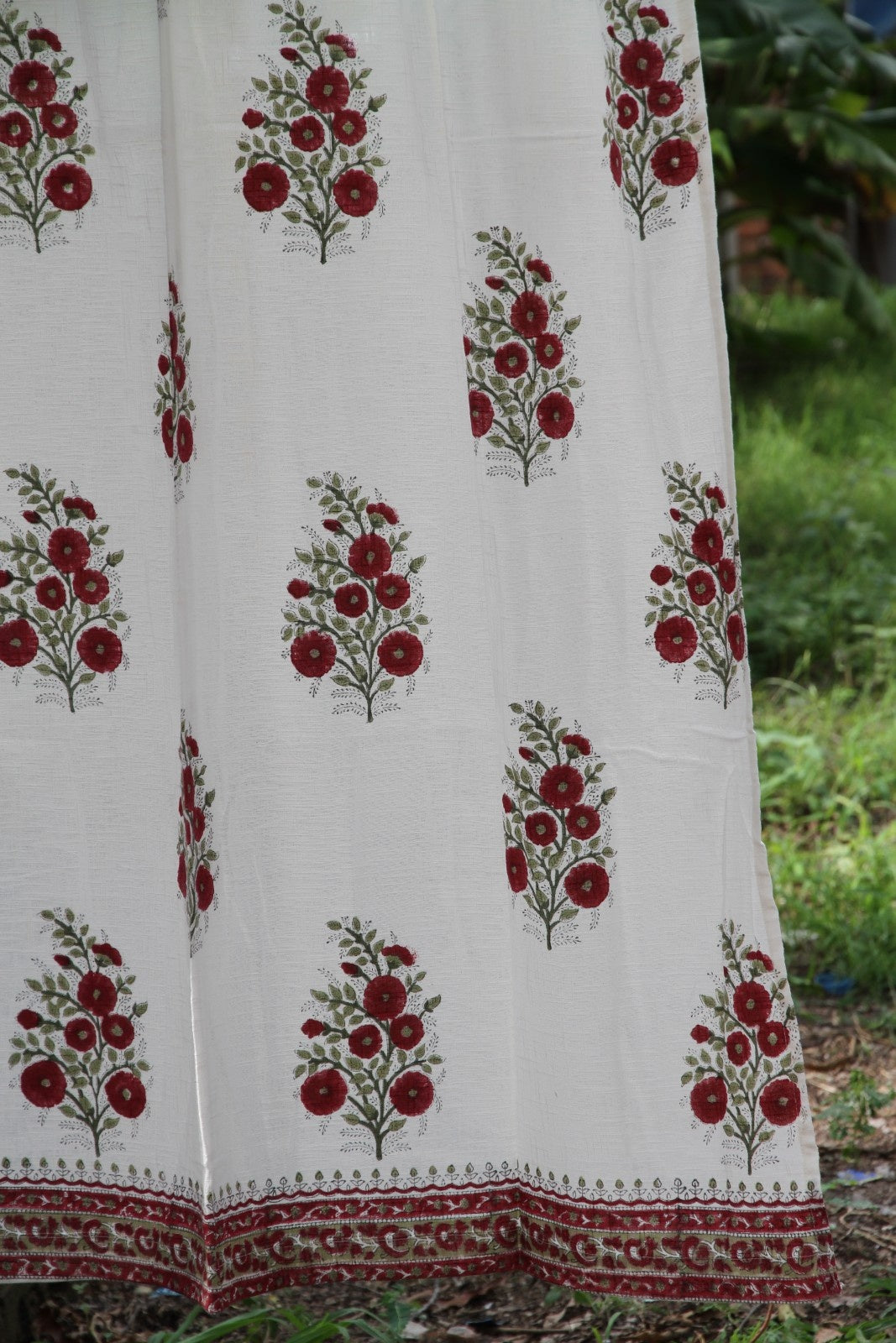 Butta Hand Block Printed Cotton Window  Curtain