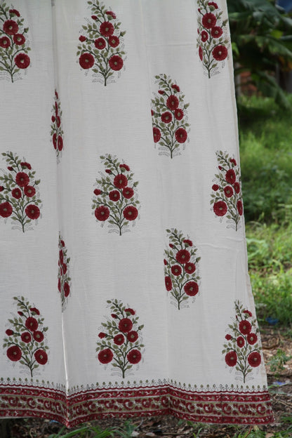 Butta Hand Block Printed Cotton Window  Curtain